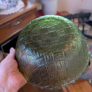 Green Textured Glass Bowl
